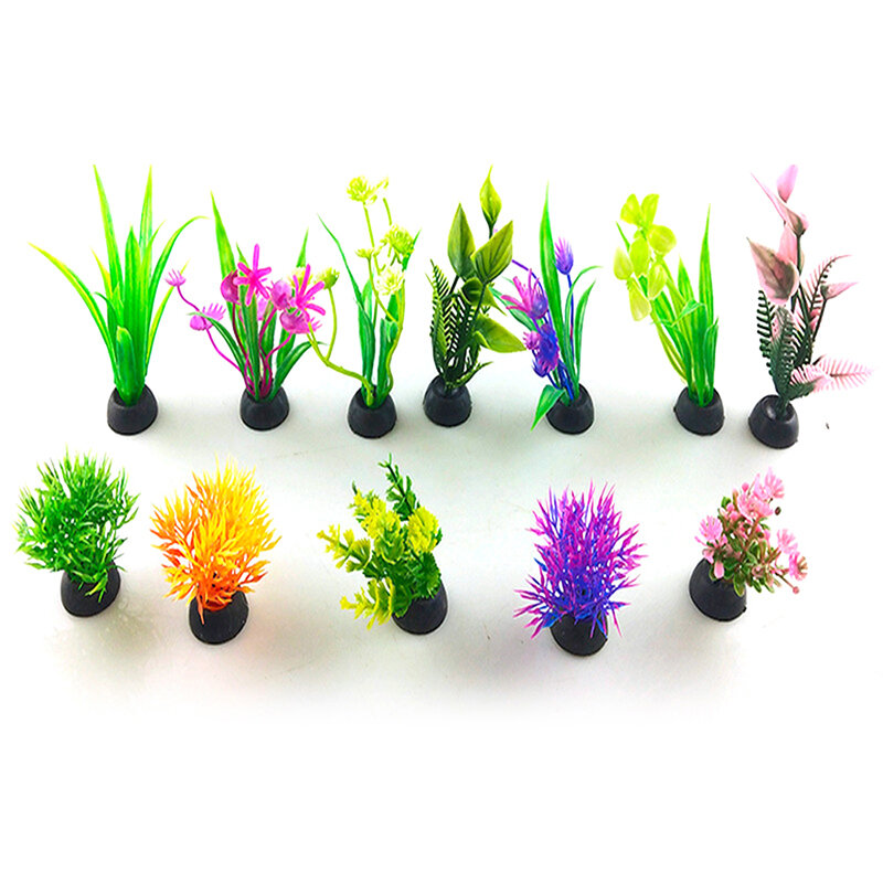9-12cm sztuczne rośliny akwariowe dekoracja do akwarium roślina wodna trawa Ornament plastikowe podwodne wodne chwasty wodne Decor