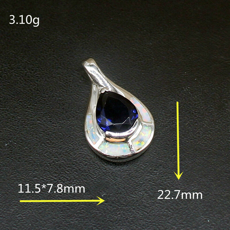 Gemstonefactory Schmuck Große Förderung 925 Silber Weiß Opal Teardrop Sapphire Frauen Damen Geschenke Halskette Anhänger 20214517
