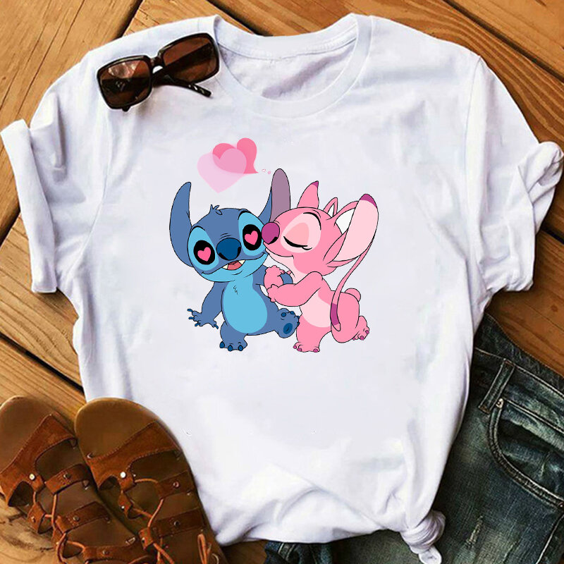 Camiseta Plus Size Feminina Disney Estampa Stitch Rosa