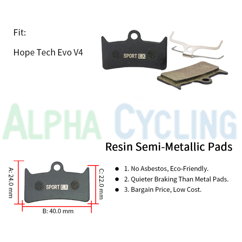 4 paires de plaquettes de frein à disque de vélo, en résine, pour étriers hydrauliques Hope Tech Evo V4, Sport EX Class