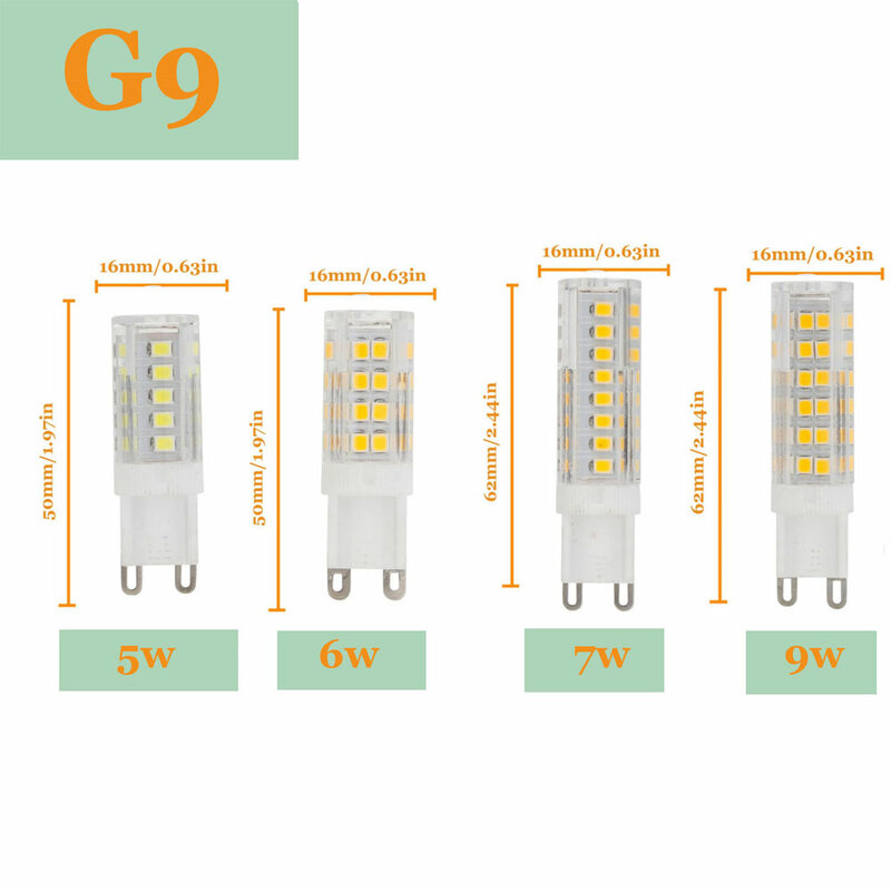 Bombilla LED E14 G4 G9 5W 6W 7W 9W Mini lámpara LED AC 220V-240V, bombilla LED de maíz SMD2835, ángulo de haz de 360, reemplazo de luces halógenas de araña