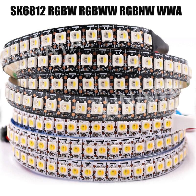 DC5V SK6812 RGBW RGBWW RGBNW WWA светодиодный светильник 4 в 1 аналогичный WS2812B 1 м 2 м 5 м 30 60 144 светодиодный Индивидуальный Адресный светодиодный светильник