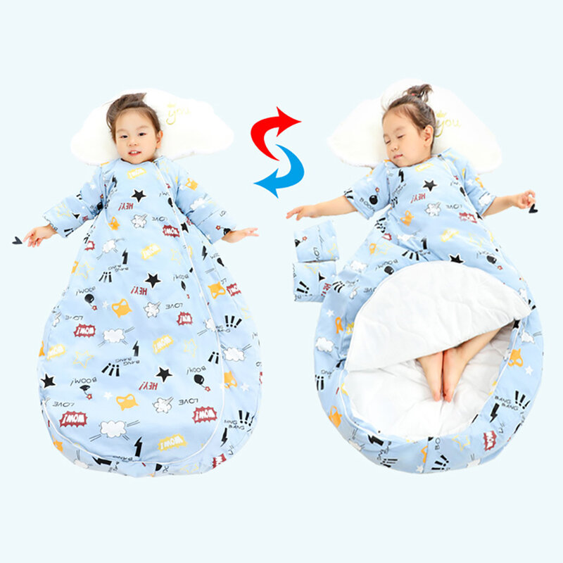 ถุงนอนเด็ก2.5Tog ถุงนอนเด็กฤดูหนาวหนาแขนที่ถอดออกได้ Anti-Kick ผ้าห่มทารกผ้าห่มชุดนอน