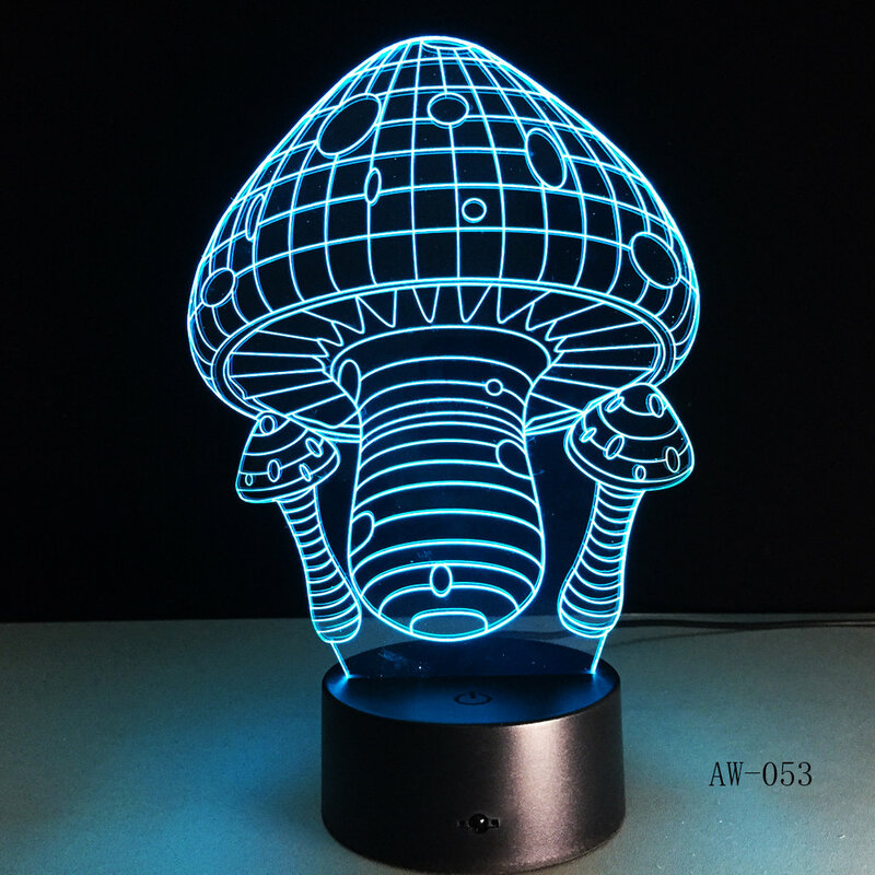 Lampe LED 3D effet champignon, effet d'illusion visuelle, luminaire décoratif d'intérieur, idéal pour un jardin, une fête ou noël, AW-053