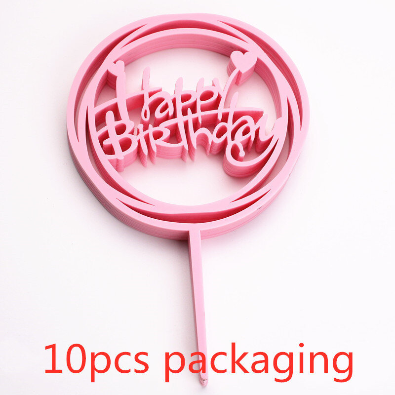 Garniture de gâteau Happy Birthday en acrylique rose doré, décoration de fête préChristophe, 36 styles, 10 pièces