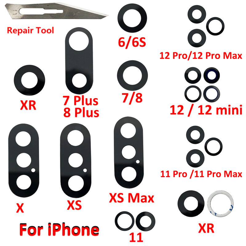 IPhone用リアカメラレンズ,iPhone 6,7,8 plus, x, xr, xs, 11, 12 pro max, 12mini, 2個