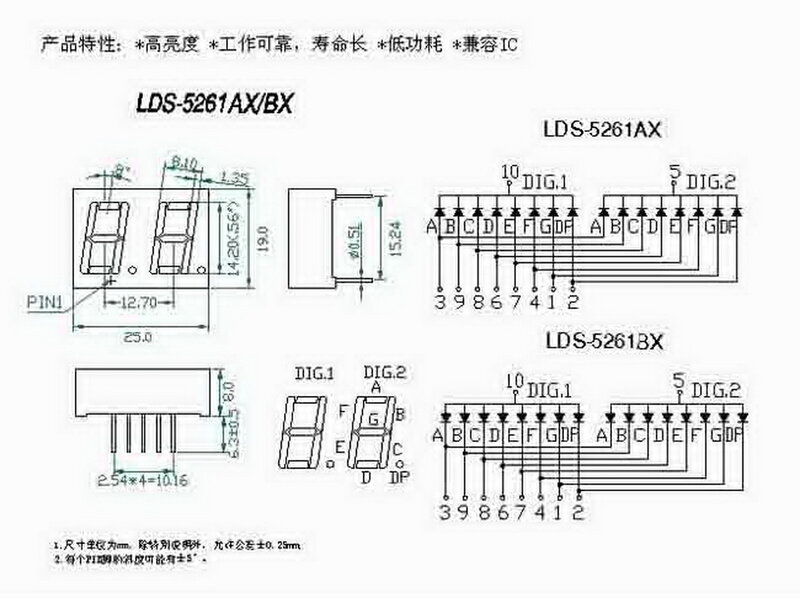 10 PCS 2 Chiffres 0.56 pouces 7 Segments D'affichage LED, Rouge ou Vert, Anode Commune ou Cathode, 2 embouts, 10 Broches