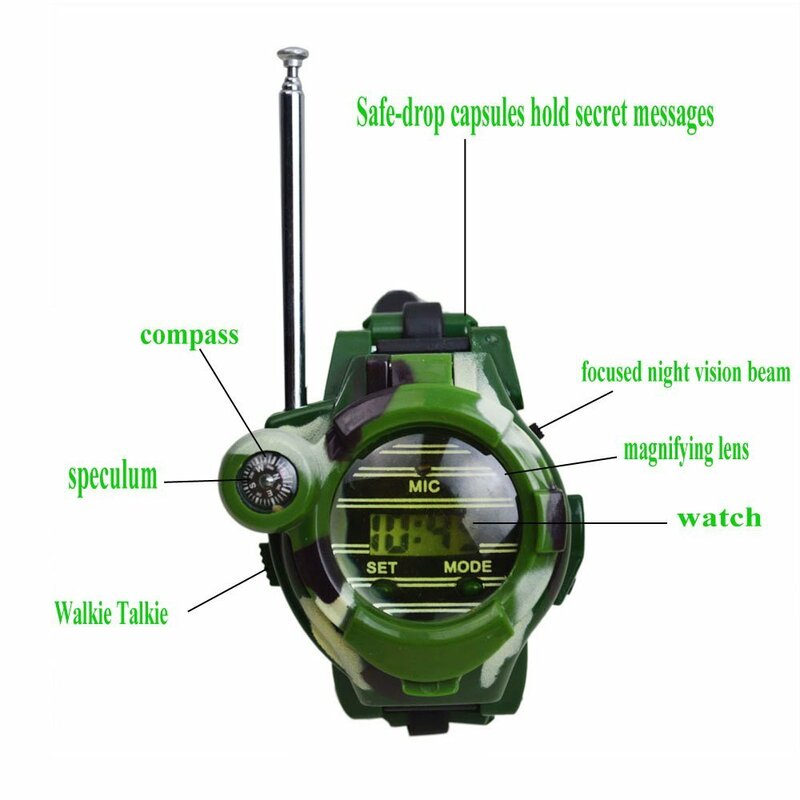 Kids' walkie talkies mutifunctional pulso walky-talky 3 + mile alcance transceptor de rádio ao ar livre interfone brinquedos presentes