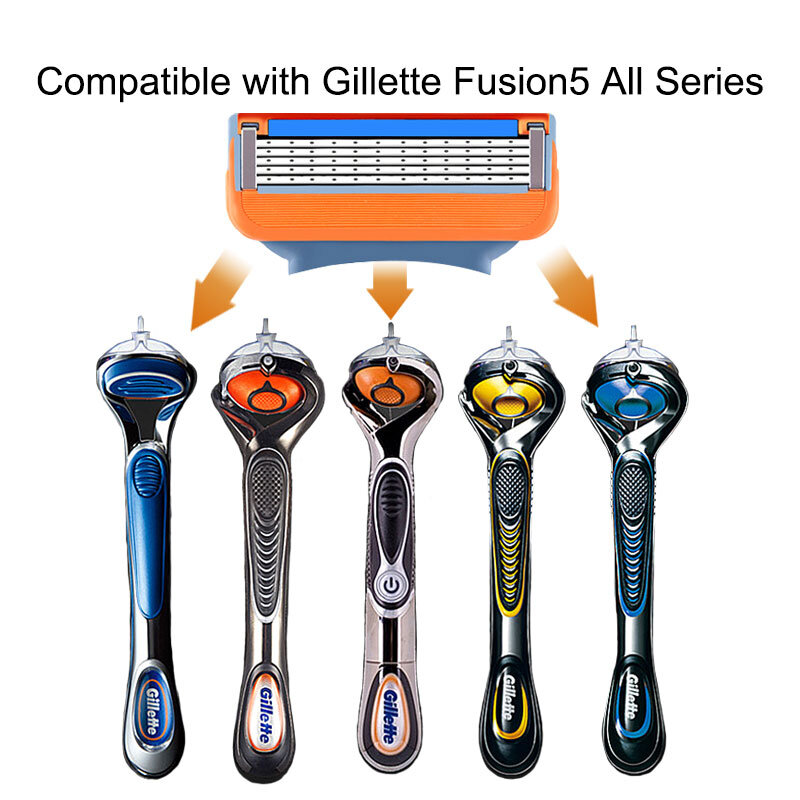 La maquinilla de afeitar cuchillas de casetes para hombres 4 unids/pack Compatible con Gillettee Fusionn 5 capas de acero inoxidable cuchillas de repuesto