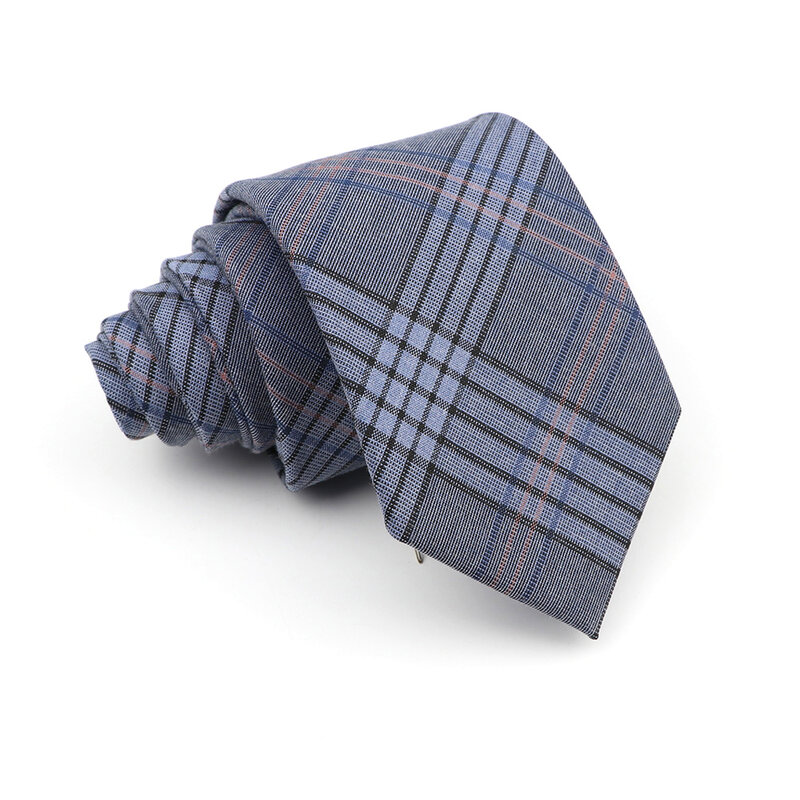Cravate Jacquard tissée à carreaux rayés pour homme, 7cm, en Polyester, étroite, pour mariage, slim, costume de smoking, chemise, accessoire cadeau