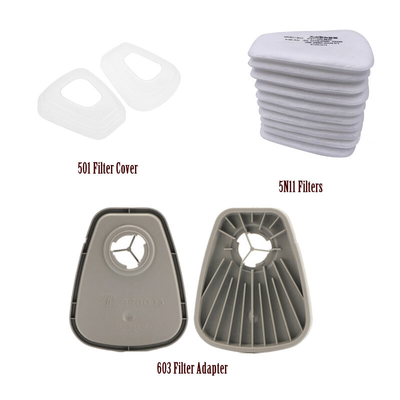 Filtros de algodão para máscara de poeira gasosa, pré-filtro adaptador, filtros substituíveis tampa, 6200, 7502/6800, 5N11, 501, 603, acessórios, 5N11