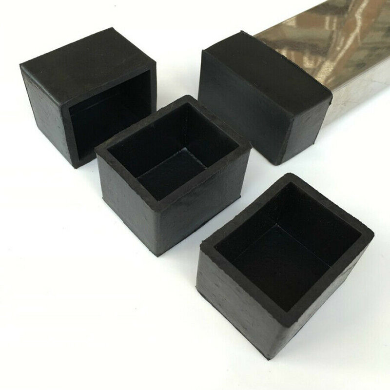 Square/Round Black Rubber Chair Table Feet Furniture Stick Pipe Tubing Tube Insert Plug Bung End Cover Caps Rectangle 12mm-50mm