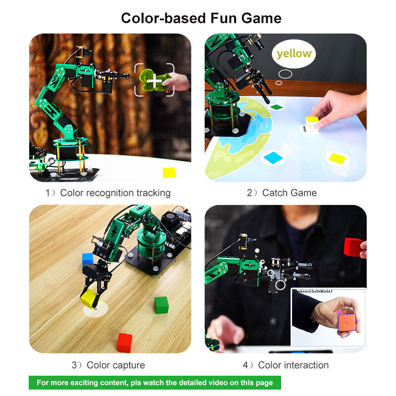 Yahboom DOFBOT Kit de brazo robótico AI Vision, Robot ROS para RaspberryPi 5, acepta Pitón, programación, reconocimiento de objetos, CE, ROHS