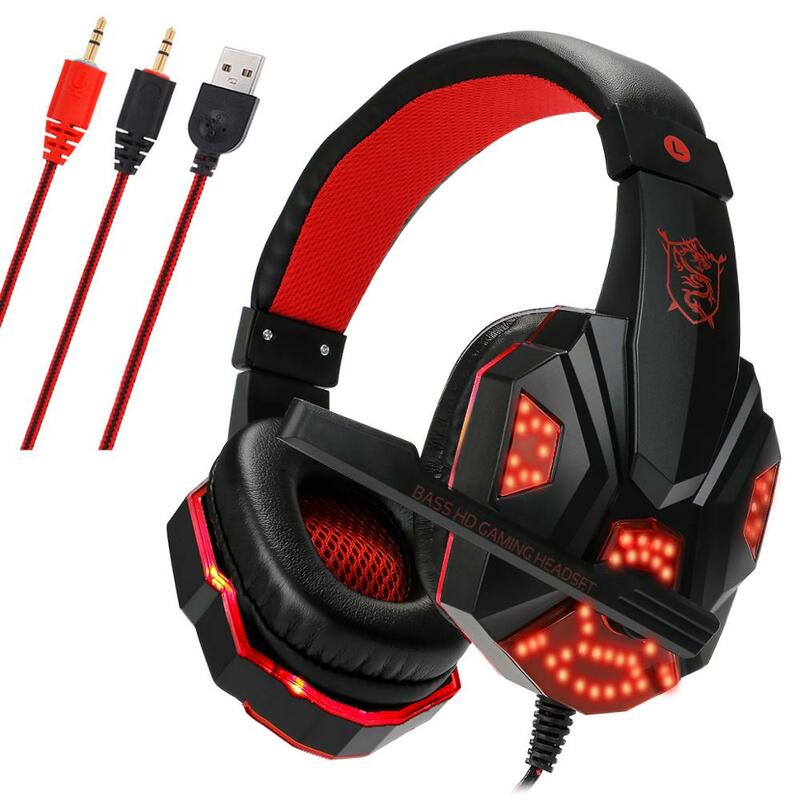 Led-leuchten Gaming Headset für Notebook PC Stereo Surround Sound Noise Cancelling Wired Gamer Kopfhörer Mit Mic auriculares