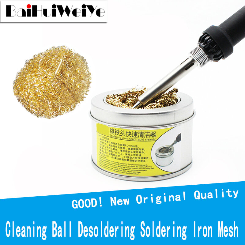 Schoonmaken Bal Desolderen Solderen Soldeerbout Mesh Filter Cleaning Nozzle Tip Koper Metalen Draad Cleaner Ball Metalen Dross Box C