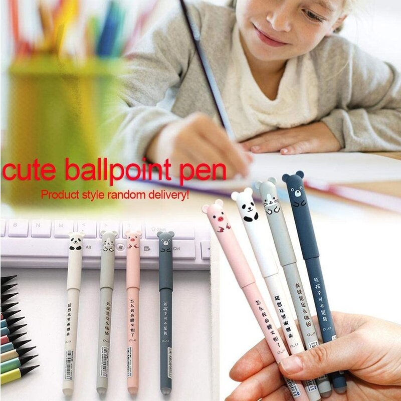 Набор гелевых ручек Kawaii со стираемыми рисунками животных, милых кошек, стираемая ручка, стирающаяся ручка с рукояткой, школьные канцелярские принадлежности
