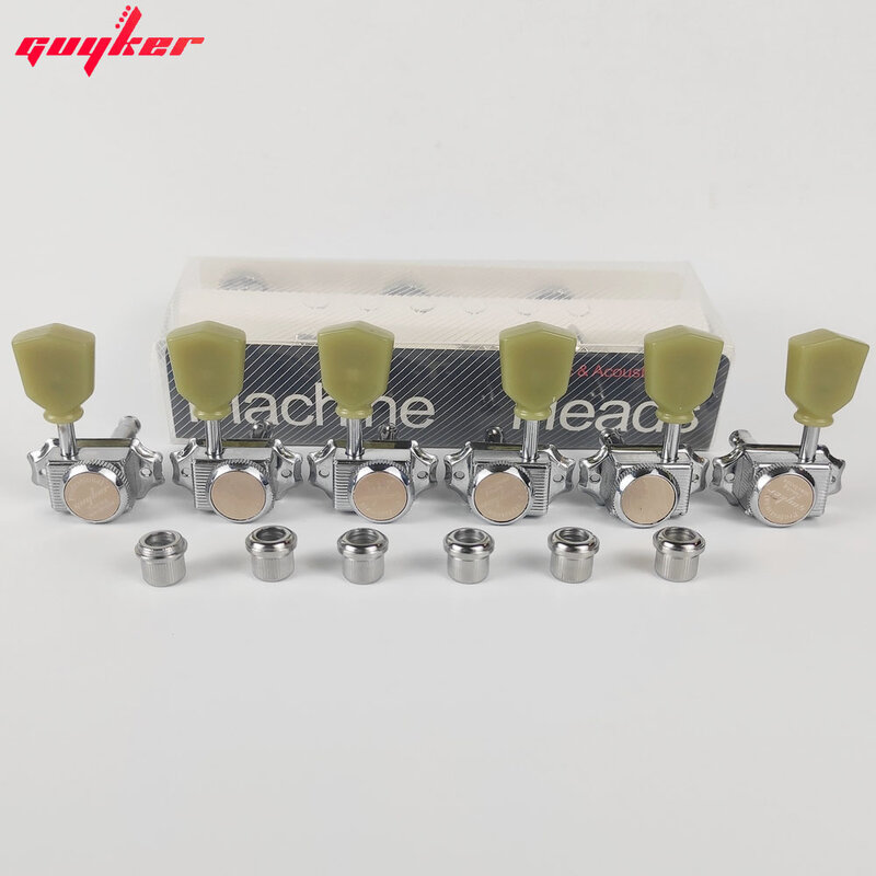 GUYKER-afinadores de cabezales de máquina de guitarra eléctrica, clavijas de afinación de níquel, Vintage Deluxe, 3R3L, 1 Juego