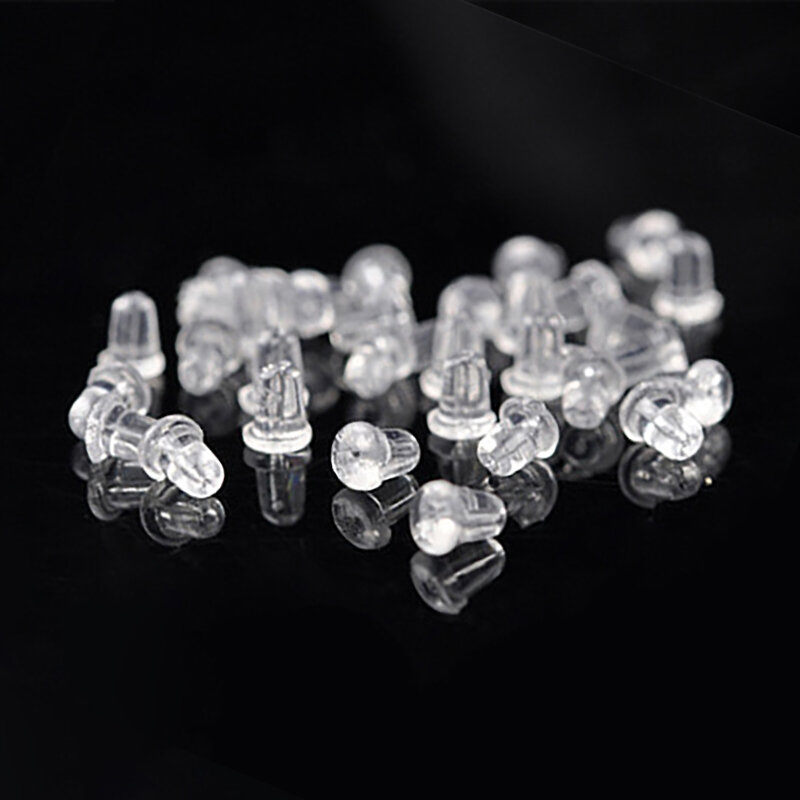 500pcs Clear Earring Backs Soft Silicone Rubber Prevent Allergy Safety Bullet Stopper Rubber Jewelry Accessories Ear Plug Nuts