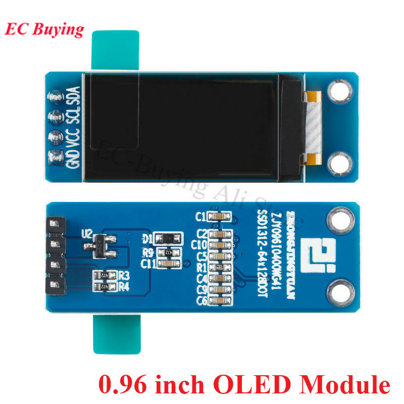 Módulo de exibição LED LCD OLED para Arduino, tela branca, IIC, interface SPI, SSD1312, 0,96 ", 128x64, 0,96"