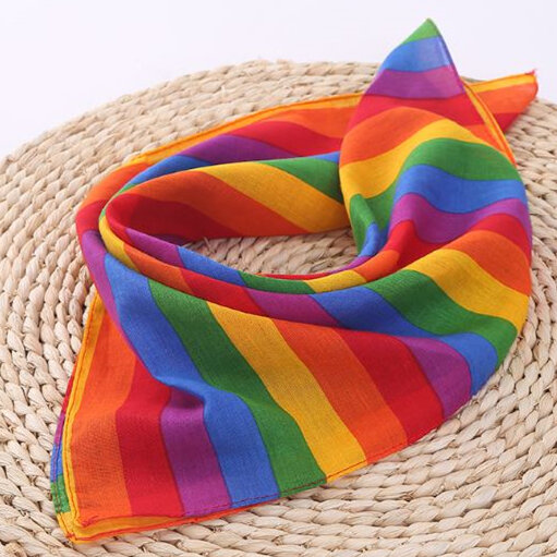 Selendang Bandana LGBT, Syal Persegi Gay Transgender Lesbian Sorban Ikat Kepala Mini Olahraga Bendera Pelangi
