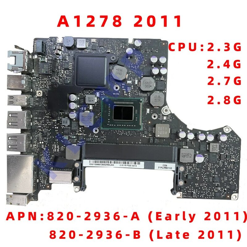 A1278マザーボードmacbook proの13 "A1278ロジックボードとI5 2.5/I7 2.9 2.4ghz 820-3115-B 2008 2009 2010 2011 2012 MD101 MD102
