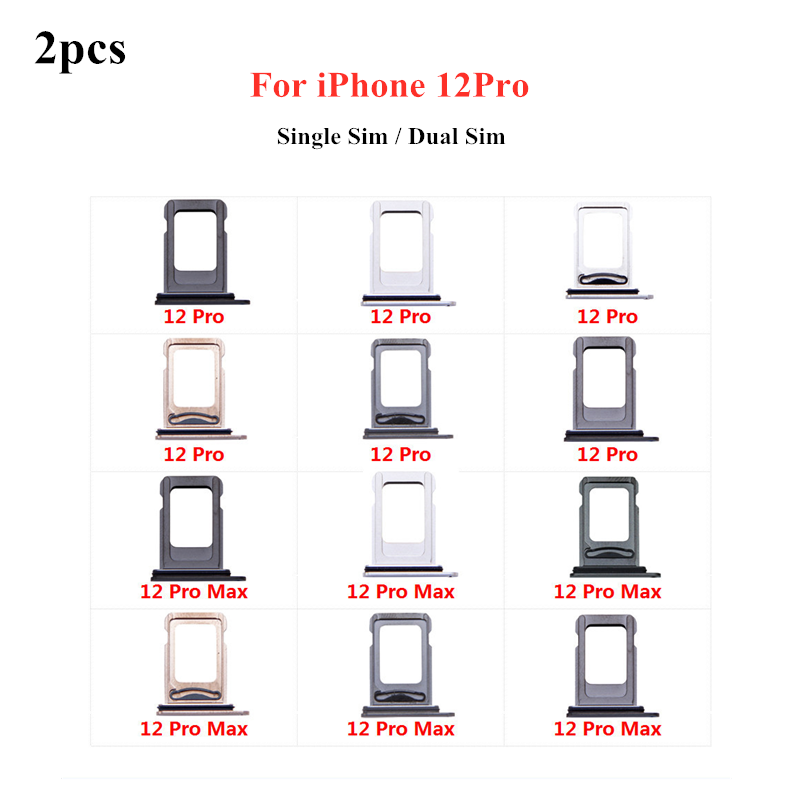 2pcs Dual Single SIM Card Tray Holder For iPhone 12 Pro SIM Card Slot Reader Socket Adapter With Waterproof Rubber Ring