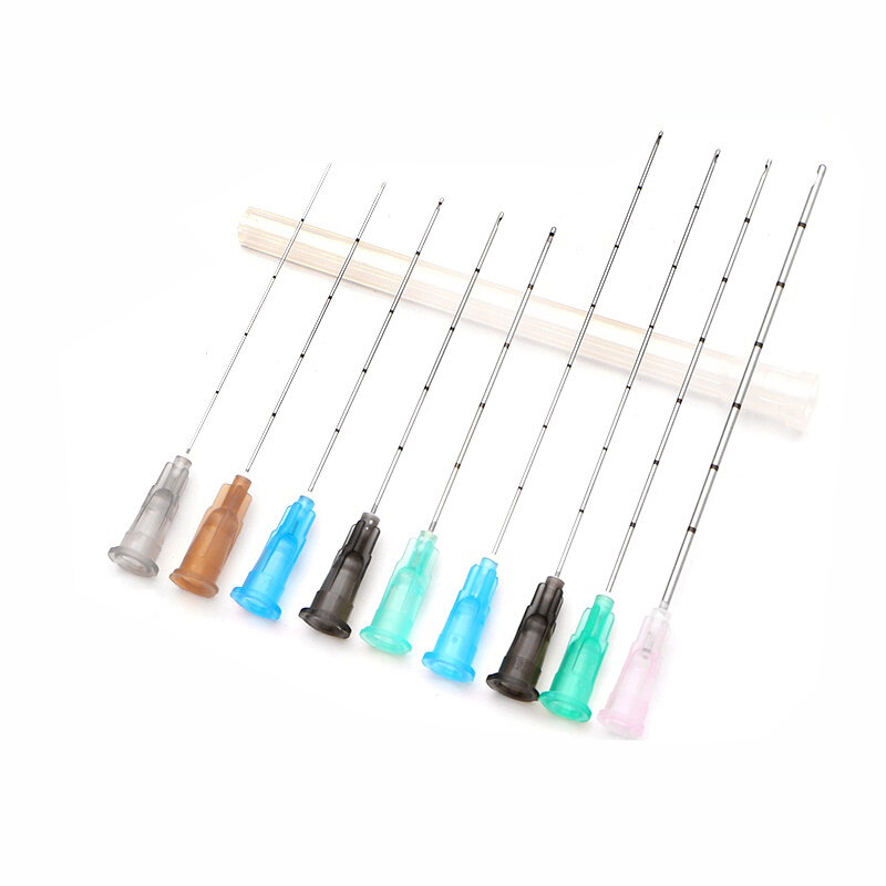 Disposable Fine Micro Cannula For Filler Injection 18G 21G 22G 23G 25G 27G 30G Plain Ends Notched Endo Blunt-tip Needles ,10sets