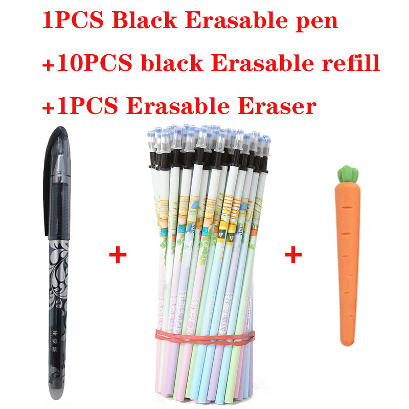 12 개/몫 지울 수있는 펜 리필 세트 막대 0.5mm 블루/블랙/레드 잉크 매직 볼펜 학교 사무실 쓰기 용품 문구