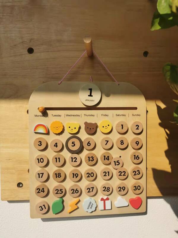 Kinder Montessori Spielzeug Holz Magnetischen Kalender Holz Uhr Mathematik Weath Station Frühen Lernen Pädagogisches Geschenk
