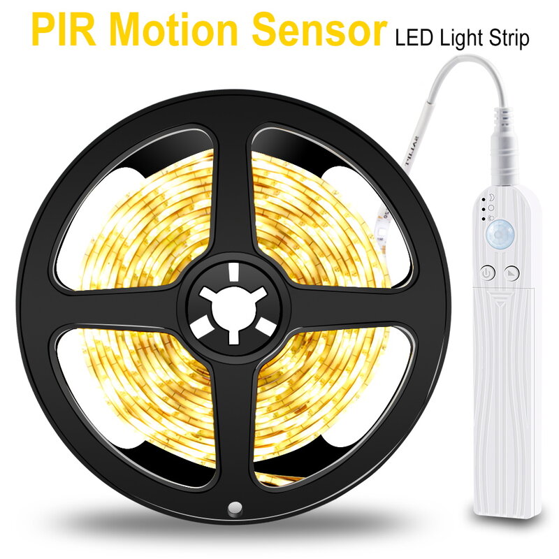 Motion Sensor Led Light Strip Battery Power Flexible Tiras Led 5V Auto Sensing Lamp Tape Ribbon 2835 SMD Cabinet Closet Lighting