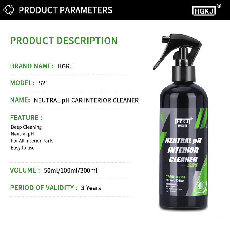 HGKJ S21 – Spray de nettoyage de pièces intérieures de voiture, liquide rafraîchissant en plastique, réparation du cuir, mousse sèche
