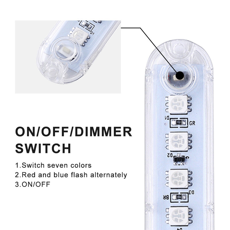 DC5V USB LED Mini Lampu Malam 8LED Warna-warni Suasana Lampu Saklar Kunci 7 Warna Disesuaikan untuk Dekorasi Pencahayaan Power bank