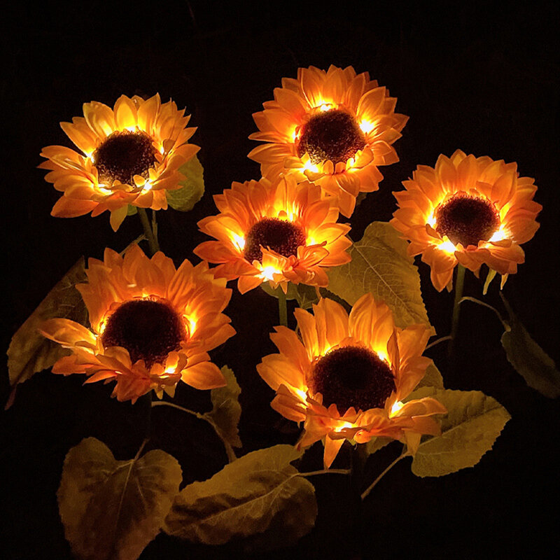 Outdoor Solar Sunflower/Lily/Rose Garden Lights Waterproof LED Solar Powered Yard Pathway Decorative Lawn Landscape Lamp