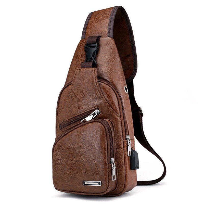 Casual Men's Leather PU Bag Vertical Briefcase Shoulder Messenger Bags