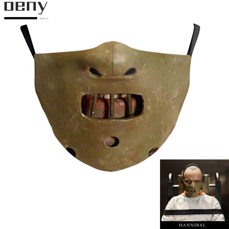 The Hannibal Lecter Cannibal Cosplay Masks Adult Street Sports Dust-proof Breathable Washable Halloween Horrible Costume