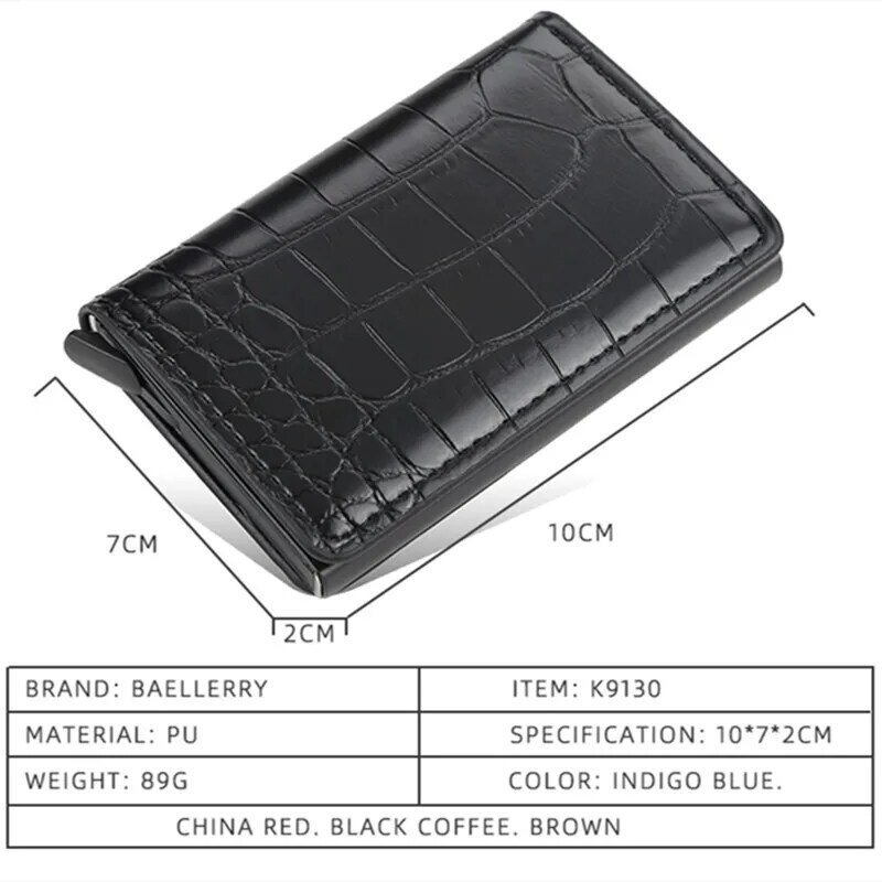 Dompet kulit Pu pria dan wanita, dompet kartu pintar Mini wanita anti-magnetik, dompet kulit Pu Retro, tas tangan pendek 2024