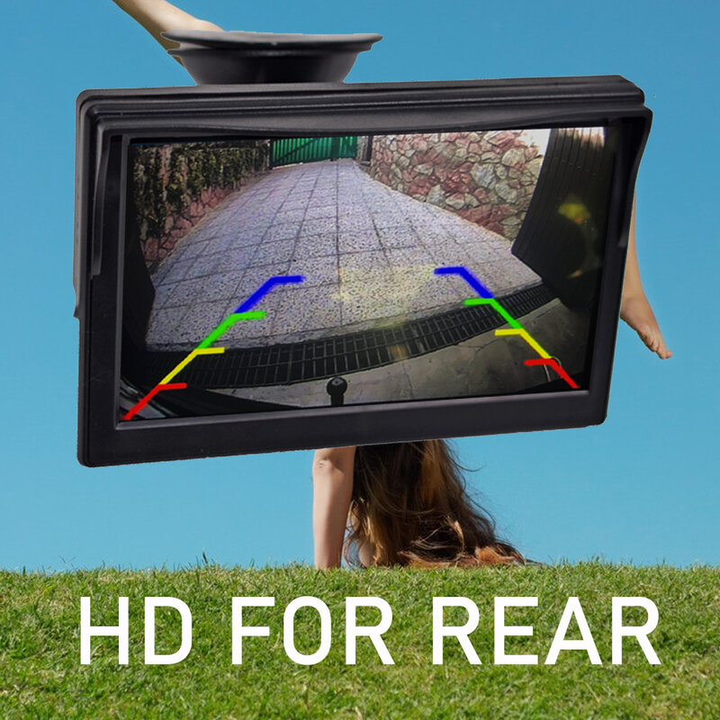 Monitor TFT LCD Digital de 5 pulgadas para coche, pantalla de 800x480, 16:9, entrada de vídeo bidireccional o cámara de visión trasera inversa inalámbrica, aparcamiento
