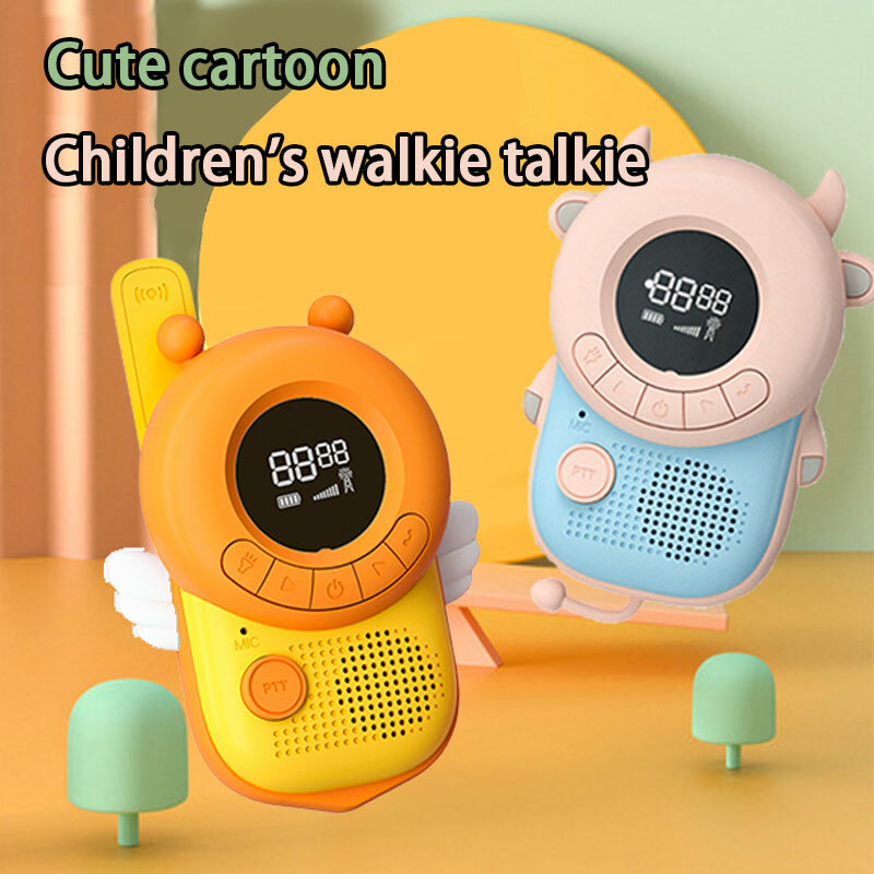 Portable Cute Animal Walkie Talkie para crianças, Chamada sem fio, Brinquedos educativos interativos ao ar livre, Presente para crianças, 3km, 2Pcs Set