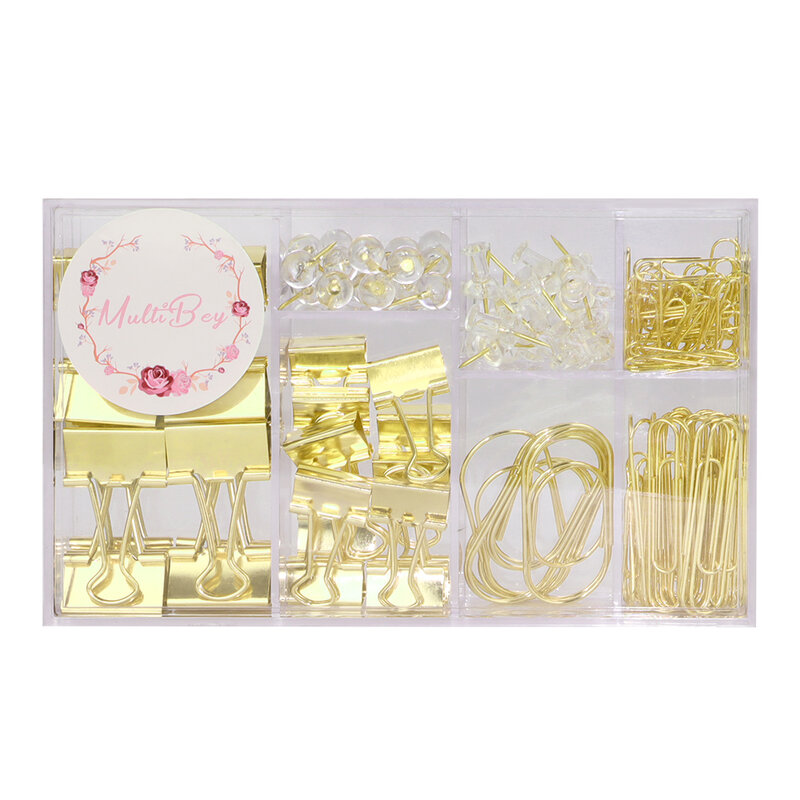 Clips de papel dorados Jumbo, juego de alfileres de empuje dorados de 2 pulgadas, accesorios de oficina, Color dorado