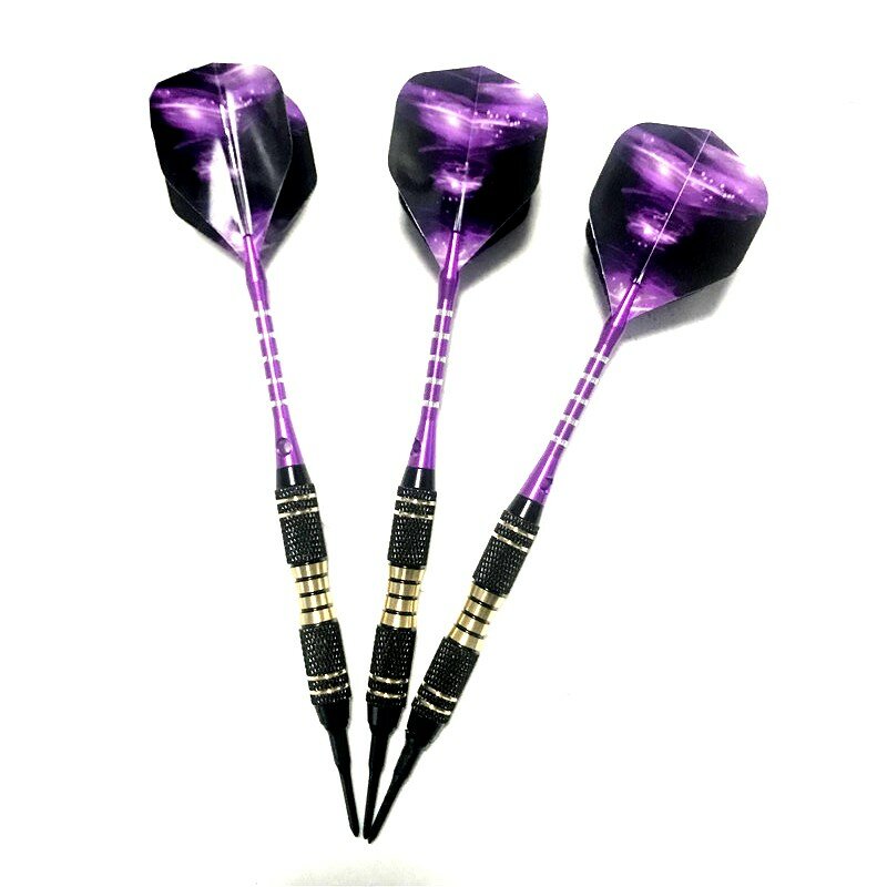 Dardos electrónicos de punta suave, flecha profesional con eje de aleación de aluminio, color púrpura, 18g