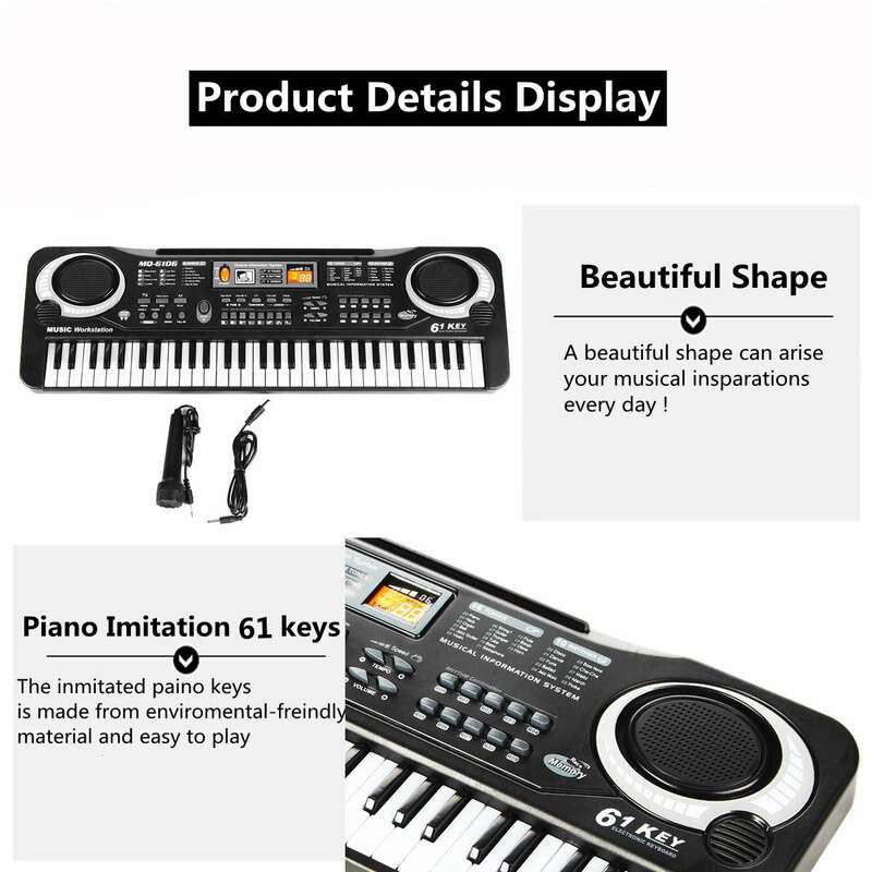 61-teclado de piano elétrico digital teclado multi-funcional portátil com teclado de música de microfone teclado elétrico