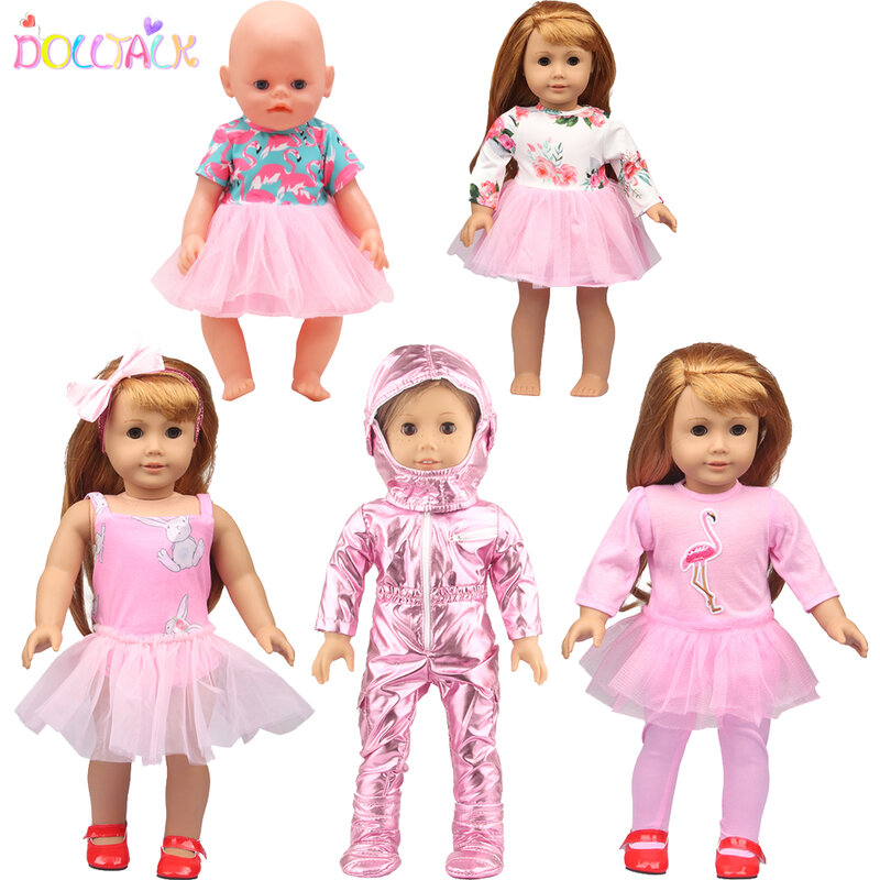 5 conjuntos americano 18 Polegada menina boneca roupas árvore animal mickey roupas vestido conjunto para 43cm recém nascido bebê & og, boneca acessórios presente