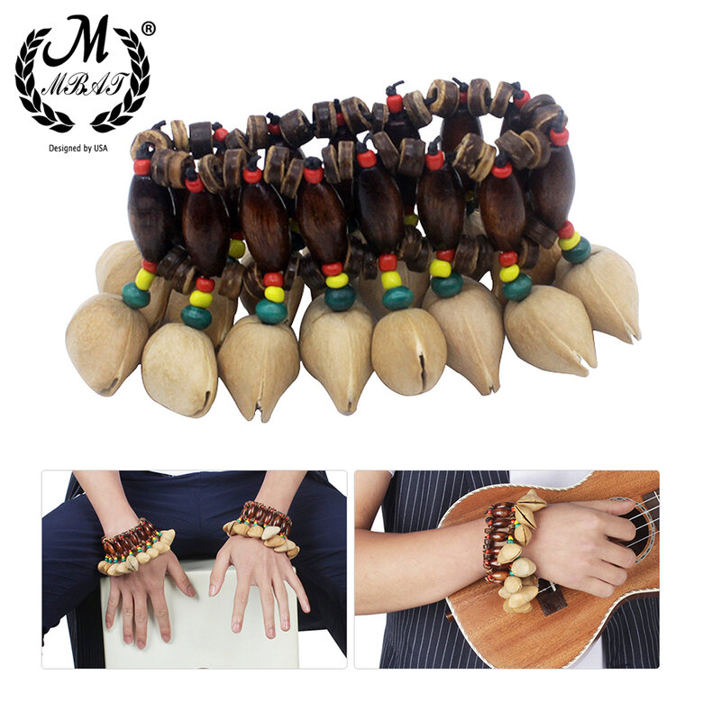 M MBAT fatto a mano dadi conchiglia braccialetto Handbell per Djembe tamburo africano Conga accessori a percussione strumento musicale regalo
