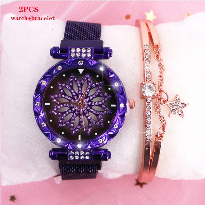 Senhoras relógio 2020 novo feminino pulseira conjunto de quartzo relógio de pulso moda rosa ouro feminino relógios diamante feminino 2pcs kadin saat