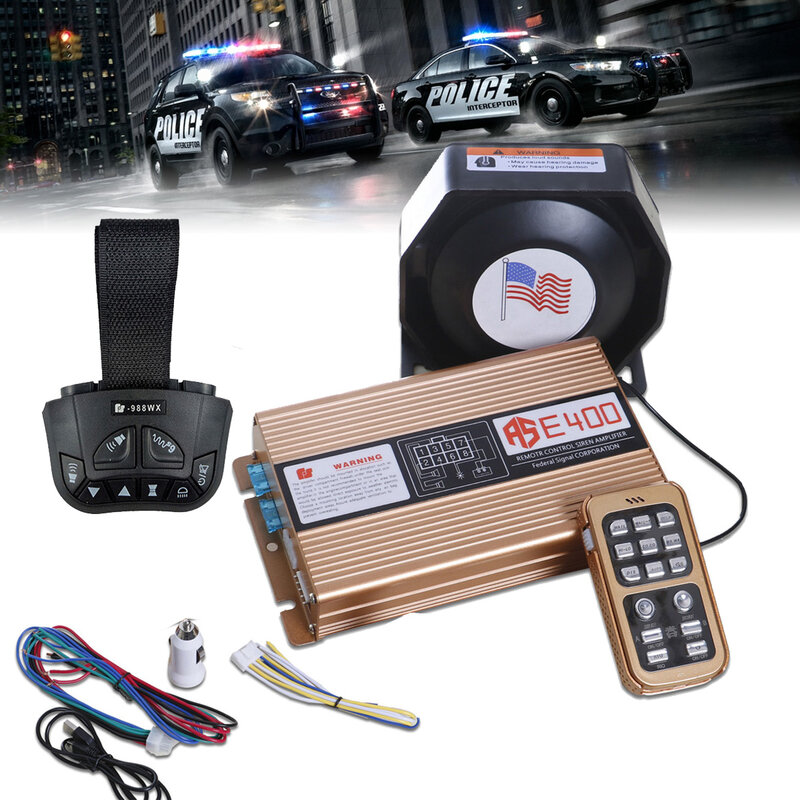 400W 15 Sound Car Warning Police Siren Vehicle Tone Ambulance Police Outdoor Safe Auto Alarm Horn 12V Super Loud Speaker