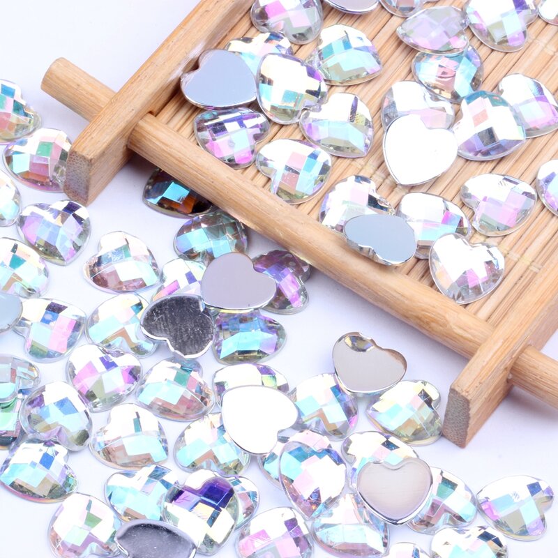 10mm 50 piezas acrílico Diamante de imitación en forma de corazón tierra facetada muchos colores elegir DIY artesanía mochila accesorios de ropa