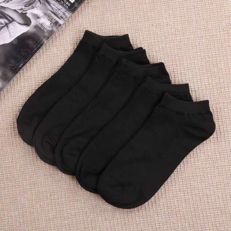 Calcetines deportivos transpirables para hombre y mujer, medias tobilleras cómodas de algodón, Color sólido, blanco, negro y gris, 5 pares