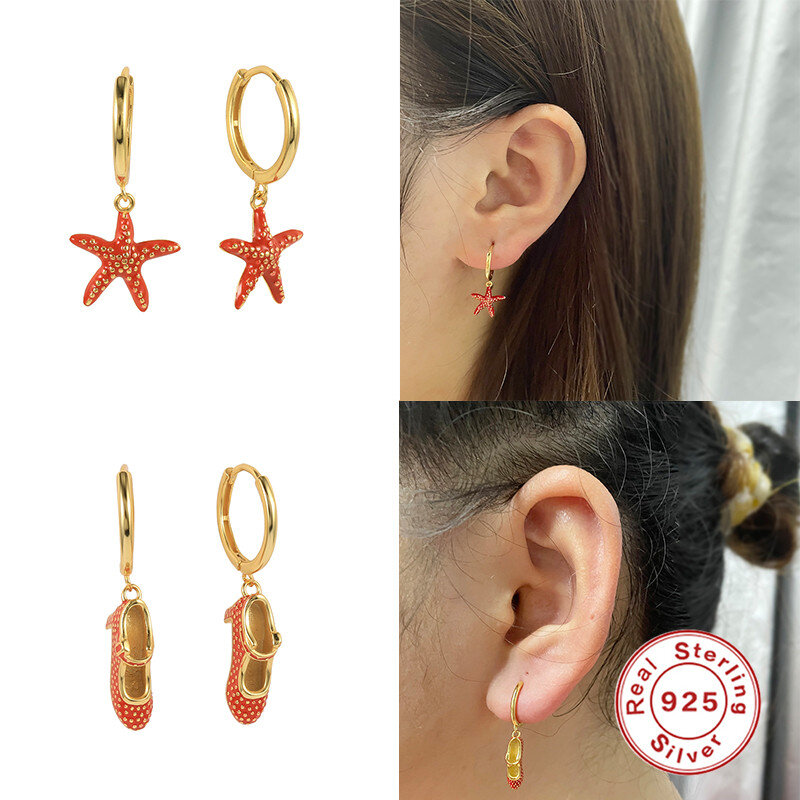 BOAKO-Boucles d'oreilles créoles en argent regardé 925 pour femme, bijoux piercing étoile de mer, cadeaux, 925