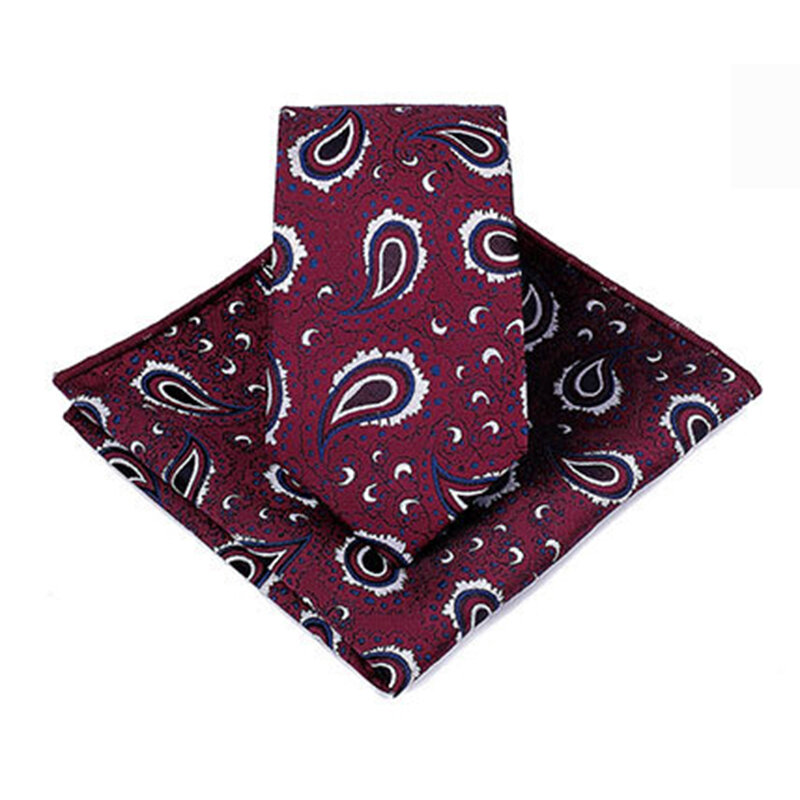GUSLESON-Corbata con estampado de moda para hombre, conjunto de corbata de 6cm en verde, rojo y negro, conjunto de pañuelo para boda, negocios, fiesta, regalo Formal
