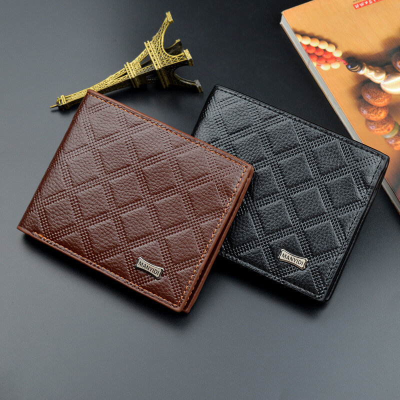 Wzór siatki europa i ameryka Business Casual Fashion sekcja tłoczony portfel nowy męski portfel portfel o dużej pojemności